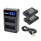 Bonadget 2 Pack Battery and Dual LCD Charger for Nikon EN-EL14 Nikon EN-EL14a and Nikon Coolpix P7800 P7700 P7100 P7000 Nikon Nikon D3100 D3200 D3300 D3400 D5100 D5200 D5300 D5500, P7000 P7100 P7700