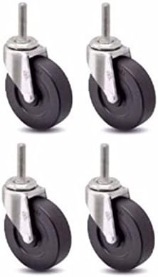 (4) Swivel Stem Casters w 2-1/2" Hard Rubber Wheels, 5/16"- 18x1" Threaded Stems