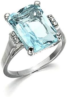 Monowi Fashion Woman Jewelry Aquamarine 925 Silver Wedding Bridal Ring Size 6-10 | Model RNG - 6793 | 7