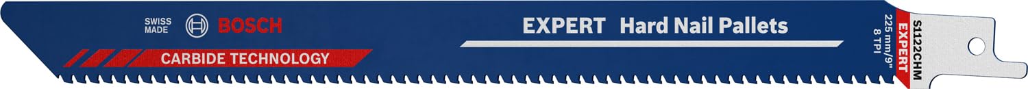 Bosch Professional 10x Expert ‘Hard Nail Pallets’ S 1122 CHM Reciprocating Saw Blade (for Wood with tough metal, Length 225 mm, Accessories Reciprocating Saw)
