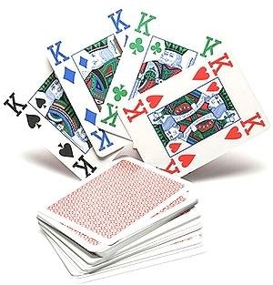 Copag 4 Colour 100% Plastic Playing Cards Poker Size Jumbo Index (Red Back)