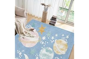ALEGTER Planet Print Coral Pile Carpet with Non-Slip Backing on Reverse Side of Floor mat,Large Solid Color Bedroom Rug Suitable for Living Room,Bedroom Yoga Mat,Baby Crawling Mat,60 x 80