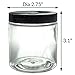 JUVITUS (6 pack) 8 oz Clear PET Plastic Wide mouth Jar with Black Smooth Lid