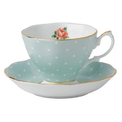 Royal Albert 8701026135 Polka Rose Formal Vintage Teacup and Saucer Boxed Set