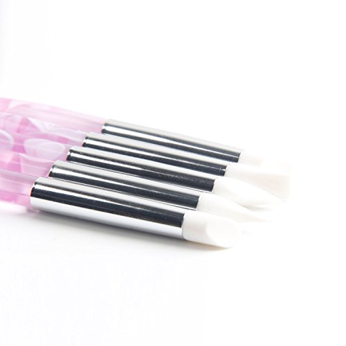 BQAN 5Pcs Nail Art Silicone Pens Acrylic Handle Gel Nail Art Carving Drawing Brushes