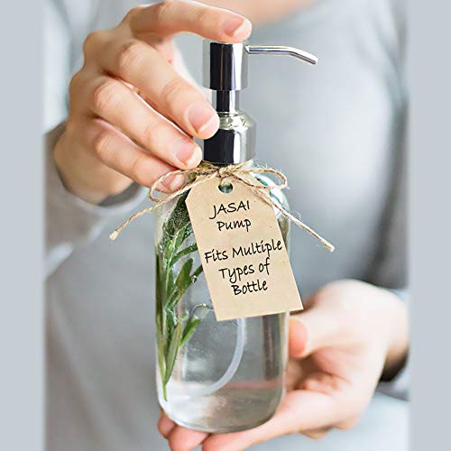 JASAI Durable 304 Rust Proof Stainless Steel Soap Pump, Kitchen Soap Dispenser Pump Replacement for Regular Mouth Bottle, 2 Pack - Thumbnail 3