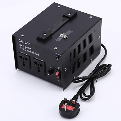 500W Transformer 220V-110V AC Power Voltage Converter with Fuses Step Up & Down for UK US EU Black (500W)