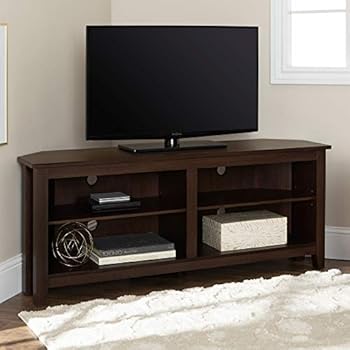 WE Furniture Simple Farmhouse Wood Stand with Storage Cabinets for TV's up to 56