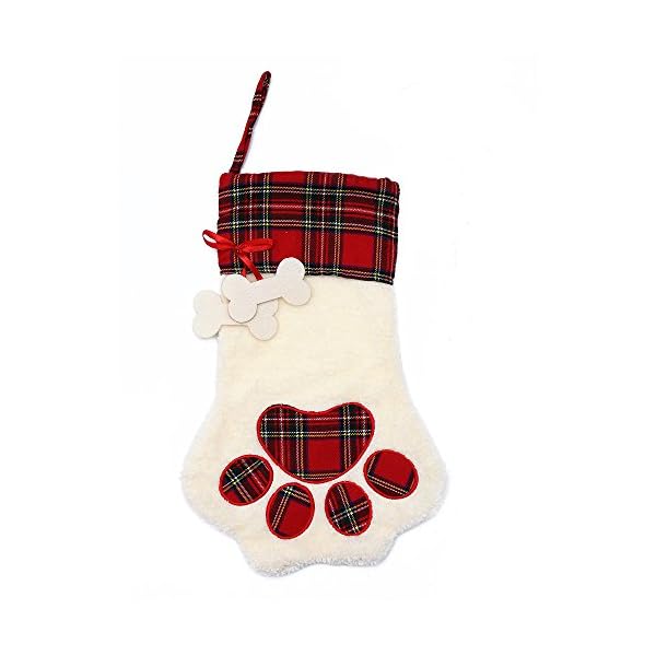 M DoDo Christmas Paw Stocking For Pet Dog Large Sherpa Hanging Christmas Stocking (Green)