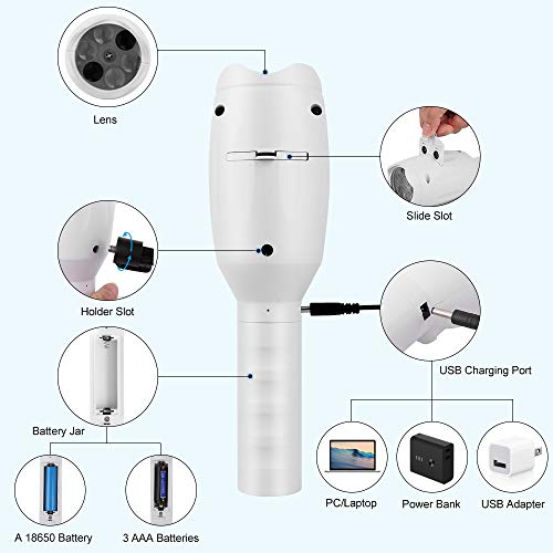 Light Projector Portable Childrens Night Light Toy 12 Patterns Xmas Halloween Birthday Handheld Flashlight Projector with Tripod for Outdoor Indoor (White)