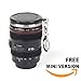 Special Amazon Deal - Original Camera Lens Mug now with FREE Mini Lens Cup - Upgraded Stainless Steel Coffee Thermos With Handy Sipping Cover - Fun Canon Replica Mug - Black - Fulfilled by Amazon