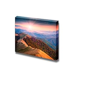 Early Morning Light Lay on a Mountain Hill Carpathian Autumn Mountains with Beautiful Colorful Clouds - Canvas Art Wall Art - 12" x 18"