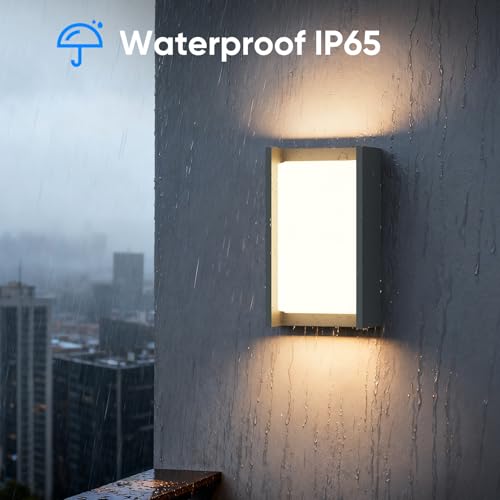 Klighten LED Outdoor Lamp 24 W, 3000 K Warm White Wall Light, Waterproof IP65, Suitable for Terraces, Anthracite