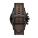 Fossil Q Men's Nate Stainless Steel and Leather Hybrid Smartwatch, Color: Black, Brown (Model: FTW1159)