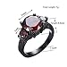 JunXin® Black Gold Round Cut Three-Stone Ruby Diamond Ring Cubic Zirconia Size6/7/8/9/10(10)
