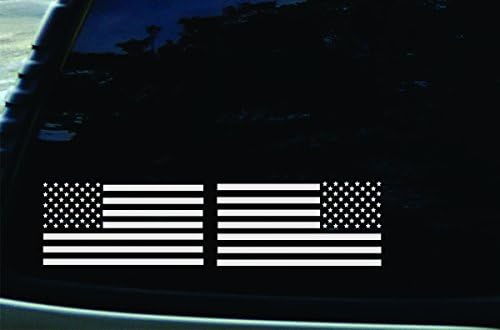 6" X 3.25" American Flag SILVER 2 pack Vinyl DIE CUT decal for your car, truck, window, laptop, MacBook