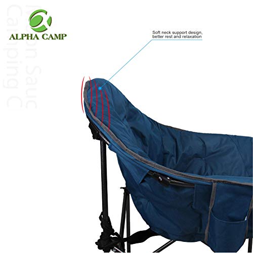 ALPHA CAMP Oversized Camping Chairs Padded Moon Club Chair Portable