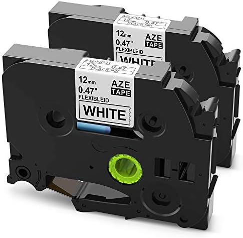 AOJE Compatible Label Tape Replacement for Brother P-Touch Flexible ID TZe-FX231 Industrial Laminated Black on White Tapes, 12mm 0.47 Inch TZe231 for Label Maker PTE110 PT D210 H110 D400 1280, 2-Pack