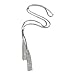 She Lian Vintage Y Long Chain Tassel Necklace for Women Costume Jewelry 30 Inch (White Gold Tone)