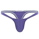 FFESHOW Men's Smooth Bikini Pouch Underwear G String Thongs Purple One size