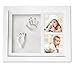 Baby Handprint Keepsake Footprint Photo Frame Kit - Baby Shower Registry Gifts & Nursery Room Decor for Newborn Girl Boy - Cast Clay Imprint of Kids Hand Feet in Wooden Box - A Unique Wall Decoration