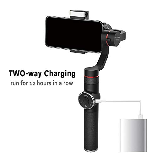 Zomei Smartphone Gimbal Handy Stabilisator mit 3 Achsen und Stativ Handheld Steadycam für Panoramaaufnahme, Gesicht und Objektverfolgung Kompatibel mit Phone Samsung Huawei und andere Handys