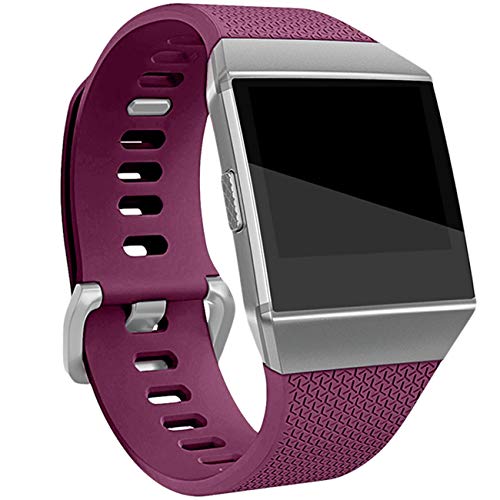 Wepro Bands Compatible with Fitbit Ionic SmartWatch, Watch Replacement Sport Strap for Women Men Kids, Large, Fuchsia