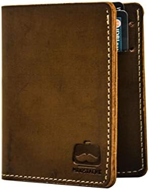 Moustache Men's Vegan Leather Front Pocket Minimalist Wallet (Brown)