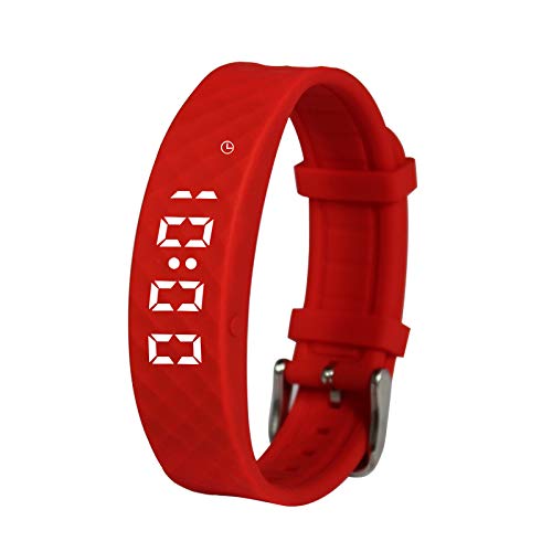 Red Pivotell Vibratime: Vibrating Pill Reminder Alarm Watch - with up to 12 Daily Alarms - Rechargable (USB Charger Included)