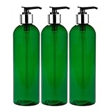 MoYo Natural Labs 8 oz Pump Dispenser, Empty Soap and Lotion Bottles with Locking Cap, BPA Free PET Plastic Containers for Essential Oils/Liquids (3 pack, Forest Green)