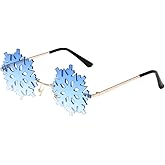 LASPOR Novelty Snowflake Shape Sunglasses for Women/Men Cute Rimless Halloween Christmas Party Glasses Prom Accessories