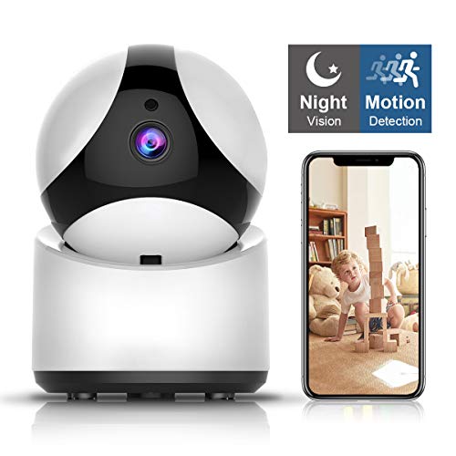 Wireless Security Camera, IP Camera WiFi Home Indoor Camera for Baby/Pet/Nanny, Motion Detection, 2 Way Audio Night Vision, Remote Monitoring (White 720)