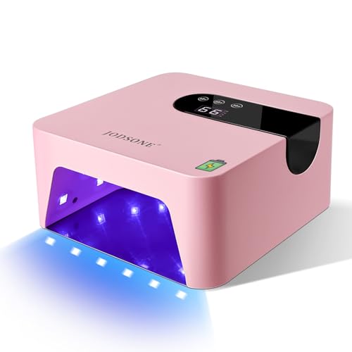 Mini Lámpara Uñas Semipermanentes Rosa, Secador de Uñas Portátil Recargable para Gel con 3 Temporizadores y Pantalla LCD, Lámpara Uñas Profesional para Casa y Salón