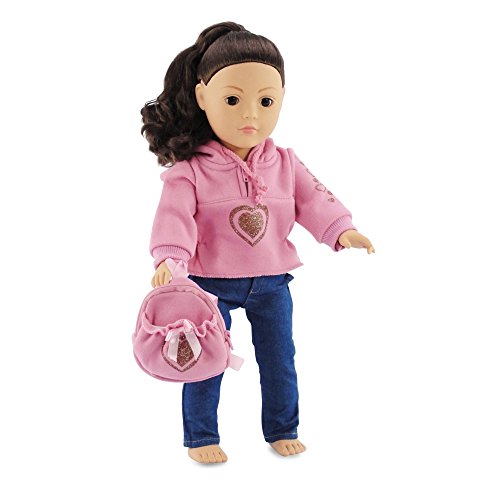 18 Inch Doll Clothes Heart Hoody Set - Fits American Girl Dolls Includes 18
