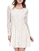 Allegra K Women's Scoop Neck Sheer Long Sleeves Floral Lace Mini Skater Dress - Small - White
