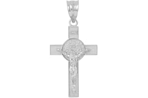 CLADDAGH GOLD 925 Sterling Silver St. Benedict Crucifix Cross Charm Pendant (1.10")