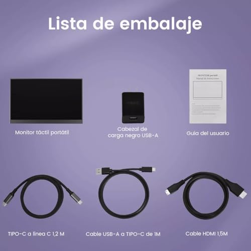 CNHVEIF Monitor Portátil, Pantalla de 15.6'' FHD 1080P 178 IPS, Segundo Monitor Externo Touch, Pantalla de Juegos, Altavoces Duales Incorporados, con HDMI/USB C para Xbox PS5 Switch Teléfono