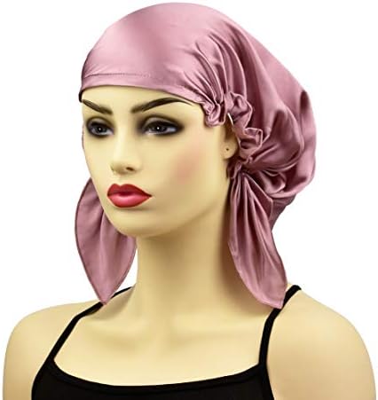 Silk Night Cap for Sleeping, Women's Silk Bonnet Sleep Cap Night Hat Head Cover for Natural Hair Curly Hair Loss, Cameo Brown
