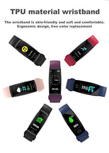 Sunward Smart Watch Bracelet Heart Rate Blood Pressure Monitor Fitness Tracker Bluetooth Pedometer Compatible Android iOS Samsung LG for Women Men Kids (Black)