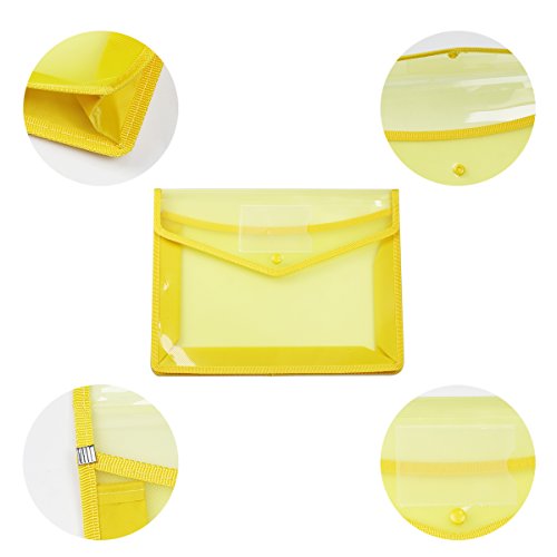 Plastic Wallet, A4 Plastic File Wallet Document Folder Premium Poly Pockets Envelope with Business Card Holder (Pack of 5)