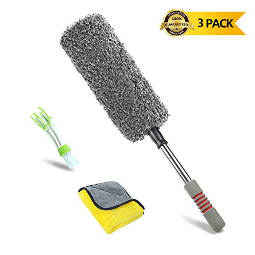 upra Car Duster Kit - Pro Version, Microfiber Auto Duster Exterior/Car Interior Detailing Brush/Microfiber Cloth, Best Duster for Auto, SUV, UV, Truck,Motorcycle and Home Office Cleaning (Pro)