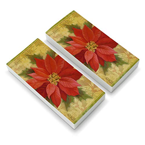 Christmas Holiday Poinsettia Flower Crown Eraser Set of 2