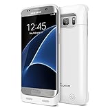 Galaxy S7 Edge Battery Case, Trianium Atomic S Pro Charging Battery Pack for Samsung Galaxy S7 Edge 5000mAh Extended Fast Charger [Quick Charge Compatible] Protective Case Power Pack Juice Bank-White