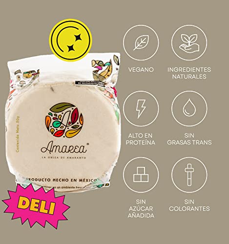 AMAREA® Obleas de Amaranto Natural | Snack Saludable Bajo en Calorías | Sin Azúcar Añadido | Gluten Free y Vegano | Alto en Proteína | 24 Paquetes de 50g