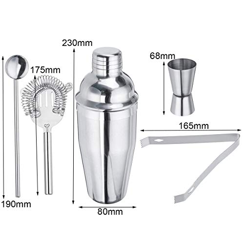 NXYJD 5 stücke Set 750ml Edelstahl Cocktail Shaker Mixer Kit Bar Bartender Shaker Löffel EIS Tong Werkzeuge Set – Bild 4
