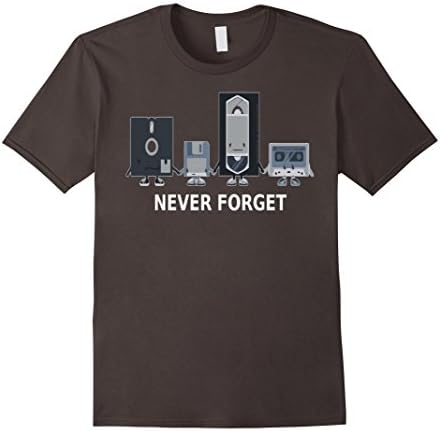 Mens Pop Culture Shirts: Geeky Never Forget Technology T-Shirt 2XL Asphalt