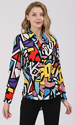 Dressy Blouses for Women Fashion, Casual Long Sleeve Button Down Shirts Tops(Mix Colors,Small)