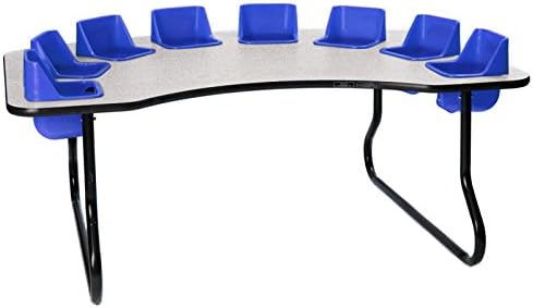 TODDLER TABLE 8 SEAT TABLE, 27" TALL (Gray Top/Blue Seats)