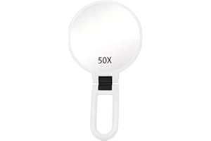 Modern Mirror 3-in-1 Magnifying Glass, 40X/50X Magnification Handheld Mirror with 360° Adjustable Handle, Handheld/Wall Mount