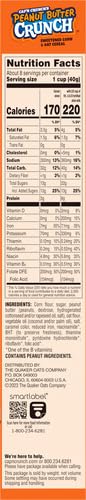CAP’N CRUNCH BREAKFAST CEREAL, PEANUT BUTTER CRUNCH, 11.4OZ BOX